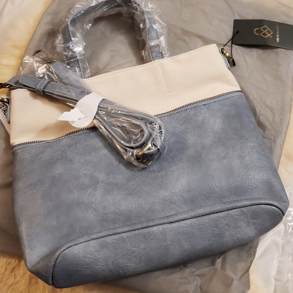 Anthropologie/Street Level Shauni Colorblocked blue tote - Picture 5 of 9